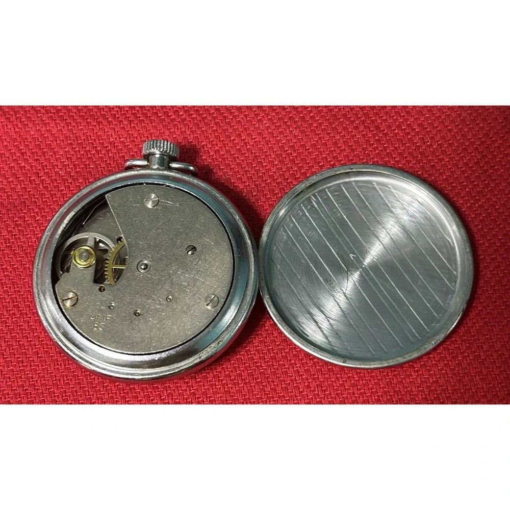 Vintage Satellite Train Railroad Mechanical Wind Up Pocket Watch Read